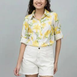 PURYS White Printed Casual Shirt-image-39
