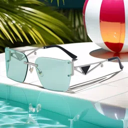 HASHTAG EYEWEAR Unisex UV Protected Lens Rimless Square Sunglasses-51