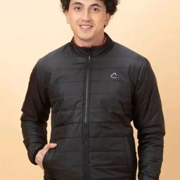Being Human Black Slim Fit Quilted Reversible Jacket-image-26
