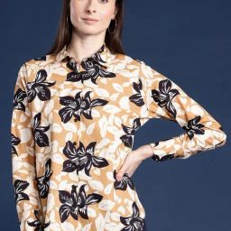 Hancock Beige & Mustard Cotton Printed Shirt-image-32