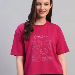 Cantabil Pink Regular Fit Printed T-Shirt-picture-22