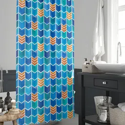 ArtzFolio Blue & Teal Green Printed Water Proof Shower Curtain-83