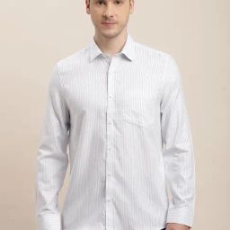 Turtle Off White Cotton Slim Fit Stripes Shirt-picture-34