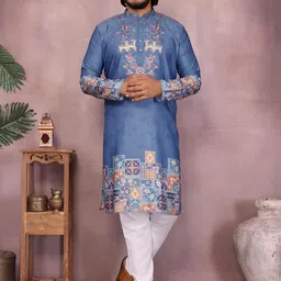 DVILLA Men Blue Cotton Kurtas-picture-39
