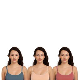 Women Cotton Dark Green,Brown,Orange Non Padded Non-Wired Lingerie Bra Sport wear Gym Crop Tank Top-52