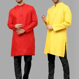 VS MALL Men Cotton Blend Kurta Sets-image-96