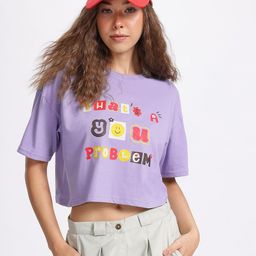 glitchez Wordplay Wonders Printed Boxy Crop T-shirt-image-54
