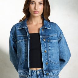 Virgio Women Crop Denim Jacket-57