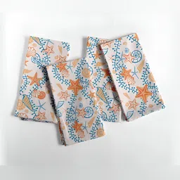 Vargottam 12-Pcs White & Blue Printed Cotton Table Napkins-17