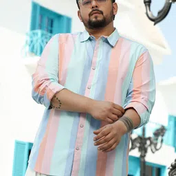 Instafab Plus Men Comfort Multi Stripes Striped Casual Shirt-image-40