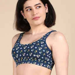 &CIRCUS Printed High Coverage Non-Padded Non Wired Moisture Wicking MicroModal Lounge Bra image 5