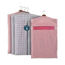 Aura Grey & maroon 4 Pieces Striped Mesh Cotton Hanging Saree Cover Cotton Organisers-48