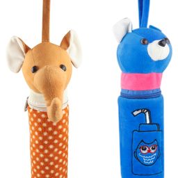 SS Impex Elephant & Teddy Theme Feeding Bottle Covers Pack Of 2 - Orange Blue-28