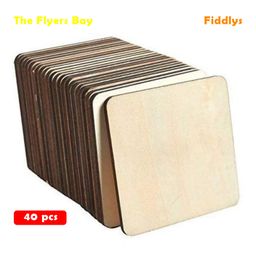 Fiddlys Blank Square Wooden Boards for Painting Cutting & DIY Crafts - 40 Pieces-49