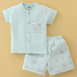 Zero Interlock Knit Half Sleeves Night Suit With Koala Print - Green-image-29