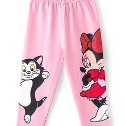 Babyhug Disney  Cotton Lycra Full Length Leggings with Minnie Mouse Graphics - Pink-image-52