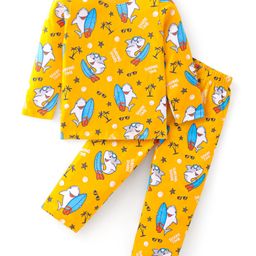 Babyhug Cotton Knit Full Sleeves Night Suit with Dolphin Printed- Yellow-image-6