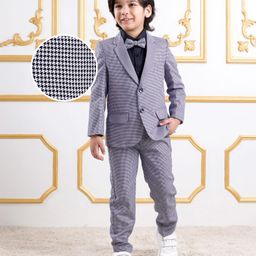 Mark & Mia Cotton Woven Full Sleeves Printed 3 Piece Party Suit With Bow - Grey-image-46