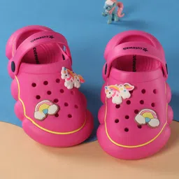 Cute Walk by Babyhug Back Strap Closure Clogs With Unicorn & Rainbow Applique - Pink-picture-47