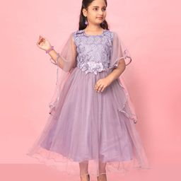 Aarika Net Woven Sleeveless Leaves Embroidered Floral Applique Gown - Mauve-image-14