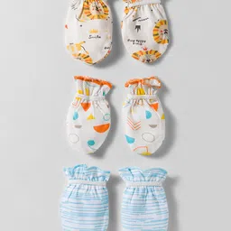 OHMS Interlock Knit Mittens with Animal & Abstract Print Pack of 3 - Multicolor-picture-29