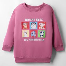BUMZEE Fleece Knit Full Sleeves Animal Printed Sweatshirt - Mauve-image-126