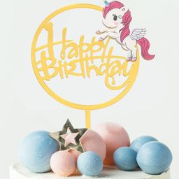 Funcart My Little Pony Acrylic Happy Birthday Cake Topper - Golden-image-27