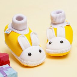 Neska Moda Rabbit Designed Slip On Booties - Yellow-picture-1