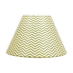 Lampenschirm India Green & Beige Block Printed Cotton Lampshade-5
