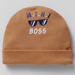 Simply Interlock Knit Cap Mittens & Booties With Text Print Pack Of 3 Brown - Diameter 11.5 cm image 2