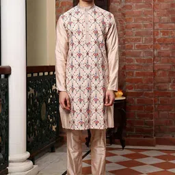 PATR Men Ethnic Motifs Embroidered Thread Work Regular Kurta with Trousers-28