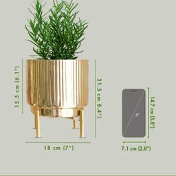 BEHOMA Fluted Metal Indoor Planter with Stand for Table Top & Floor, Large Golden Metal Planter with Stand (Plants not Included). image 3