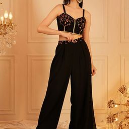 indo street Embroidered Top & Palazzo With Shrug Co-Ords-picture-50