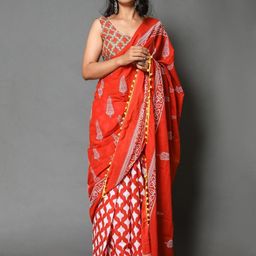 Pinkcity Trade World Orange Pure Cotton Ikat Sarees-picture-37
