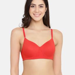 Clovia Red Non Wired Padded T-Shirt Bra-image-50