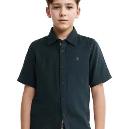 Rare Ones Boys Teal Cotton Solid Shirt-image-28