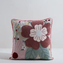 Westside Home Dull Pink Floral Embroidered Cushion Cover-image-33