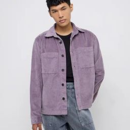 Nuon by Westside Purple Relaxed-Fit Cotton Jacket-image-60