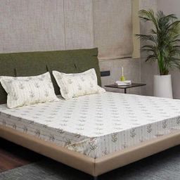 Urban Space Serene Pink Cotton 200 TC Queen Size Bedsheet With Pillow Covers-picture-15