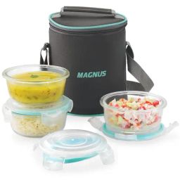 MAGNUS Solid Transparent Borosilicate 400ml Lunch Box Set-19