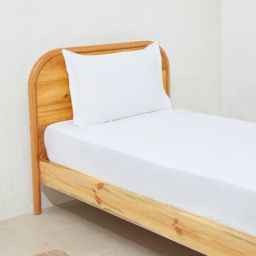 Westside Home White Solid Single Bed Fitted Sheet and Pillowcase Set-image-11