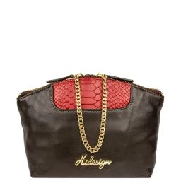 Hidesign Sibyl Thick Lamb Snake Brown Textured Pouch-image-0