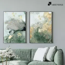 ARTE'VENUE Ocean Splash Mint Version Multicolor Canvas Wall Arts - Set of 2 (11 X 16 inch Each)-30