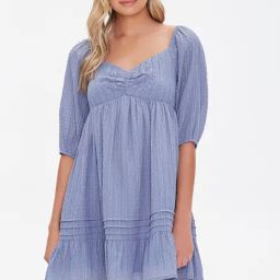 Forever 21 Blue Self Design Dress-image-22