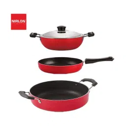 Nirlon Non-Stick Red Aluminium Gas Compatible Non Induction Cookware Set of 3 Pieces-20