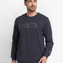 Spykar Grey Cotton Slim Fit Printed Sweatshirt-11