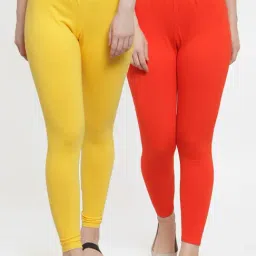 Gracit Yellow & Orange Mid Rise Leggings - Pack Of 2-picture-17