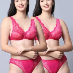 Gracit Pink Self Pattern Bra Panty Set - Pack Of 2-image-74