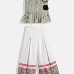 TWISHA Kids Grey & White Cotton Printed Top Set-1