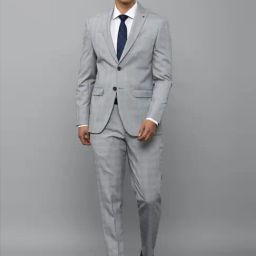 Louis Philippe Grey Slim Fit Checks Two Piece Suit-picture-40